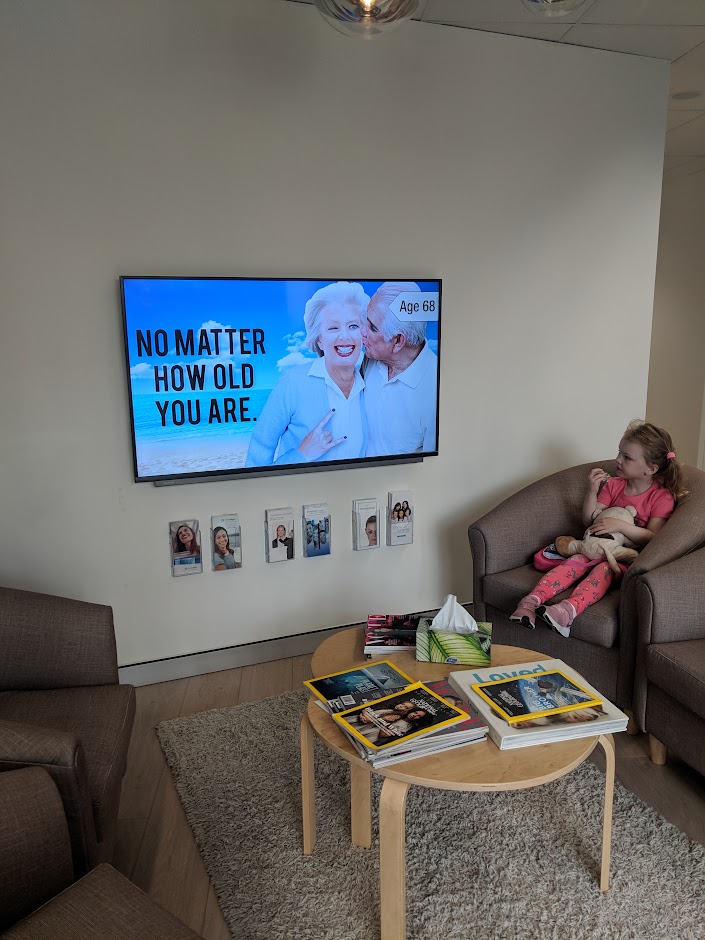 Channel D playing on the TV at Akoya Dental Care