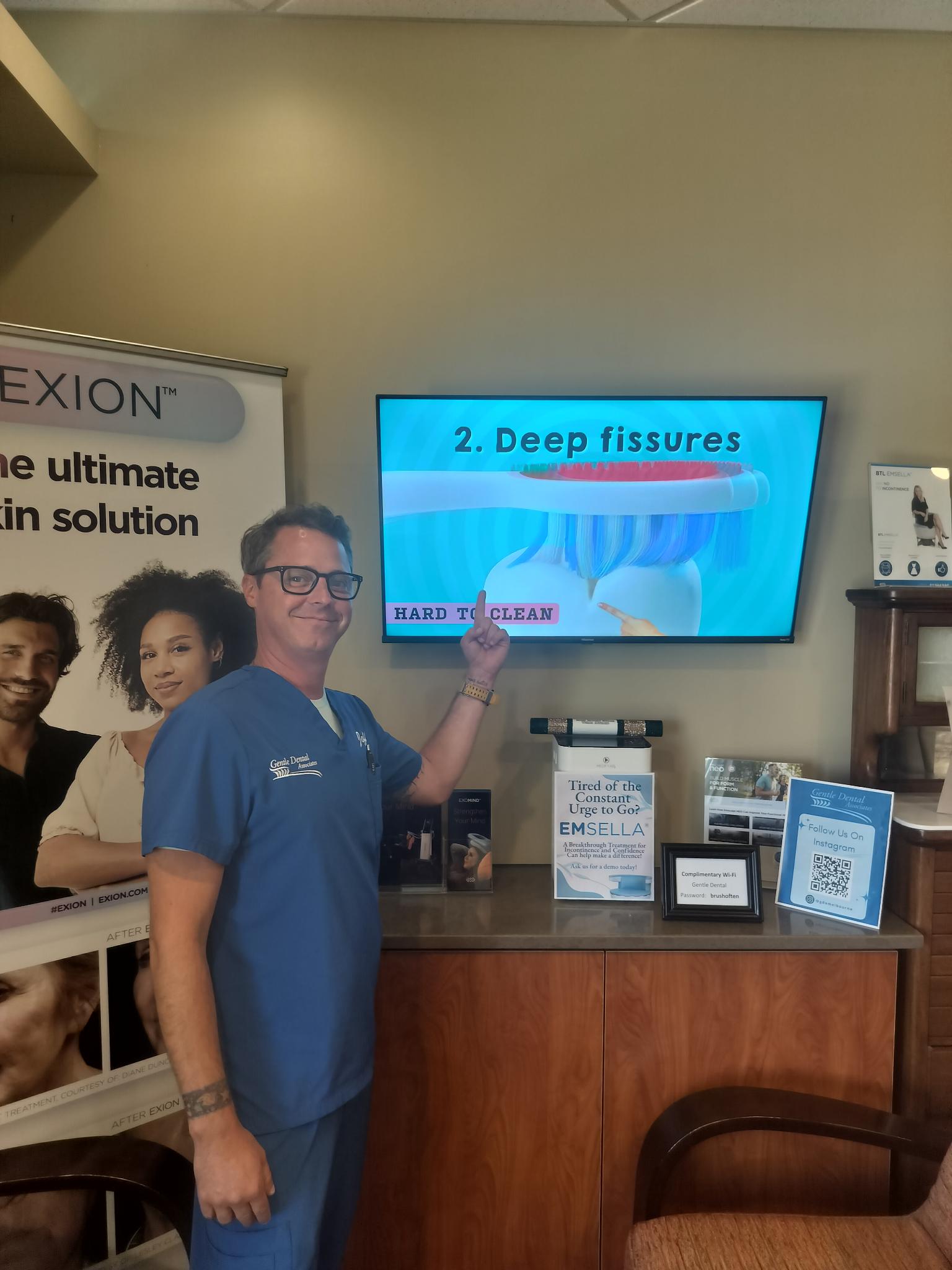 Channel D playing on the TV at Gentle Dental Associates